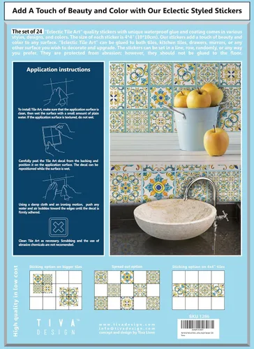 Vista 6 de IRI-GIRI Adhesivos para azulejos de loseta en muro Calcomanías de pared de vinilo impermeables de 4 x 4 pulgadas para cocina y baño Azulejos