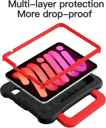 Vista 8 de Funda para Niños para iPad mini 7 (A17 Pro) 2024/iPad Mini6 2021, Peso Ligero Resistente/A Prueba de Golpes/A Prueba de Caídas con Asa/Soporte