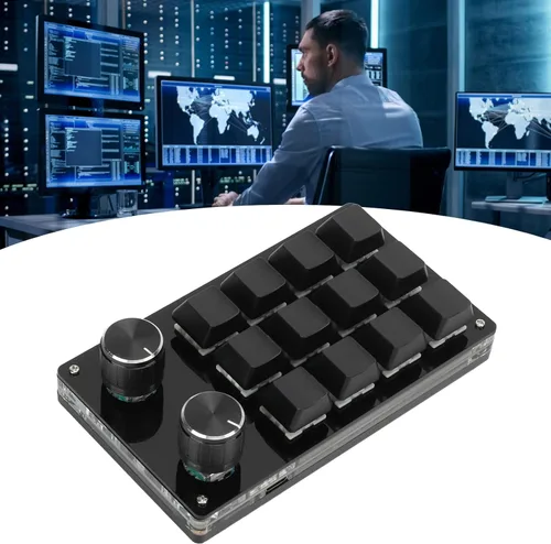 Vista 2 de Teclado mecánico programable para juegos con una sola mano, 12 teclas multifuncionales con enchufe de perilla y teclado de mano