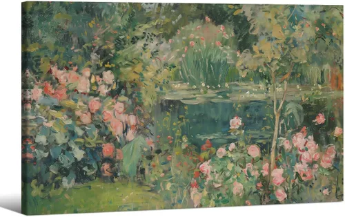 Vista 28 de Haitunone Póster de estanque de pato real con animales de granja, arte de pared, pintura de pato vintage, pintura al óleo, cazador de pájaros