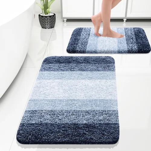 Vista 31 de OLANLY - Juego de tapetes para baño de 2 piezas, de microfibra, suaves y absorbentes, antideslizantes, lavables a máquina y para secadora, felpudos