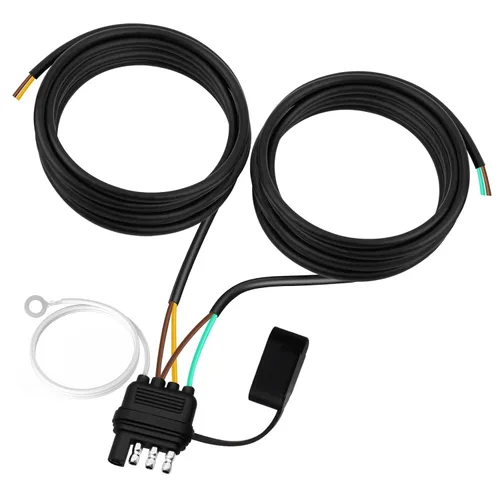 Vista 7 de Arnés de cableado de remolque de 4 vías de 5 pies/4.9 ft, conector de extensión de cable de remolque plano de 4 pines 18AWG