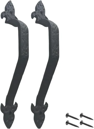 Vista 41 de Tirador Clásico de Puerta – Tirador de Acero Resistente para Portones, Puertas de Granero, Cercas Exteriores, Negro, 7 Pulgadas