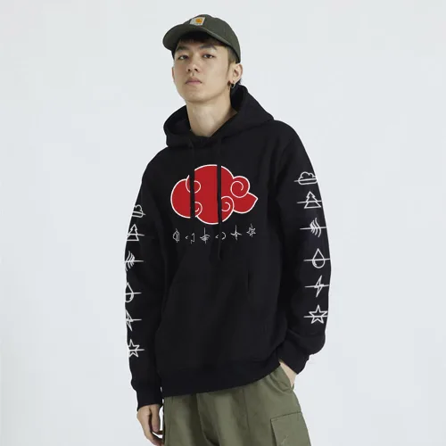 Vista 3 de Ficlwigkis Sudadera con capucha de anime Itachi unisex con anillo y collar para hombres y mujeres