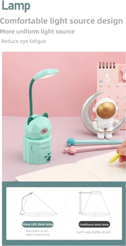 Vista 3 de Luz nocturna de lectura LED, bonita lámpara de escritorio kawaii, lámpara de escritorio plegable y bonita, lámparas de escritorio para oficina