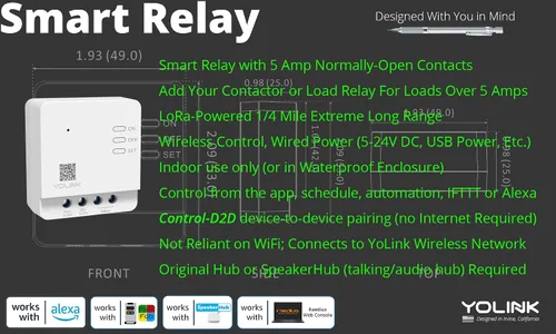 Vista 6 de YoLink Relé, interruptor inteligente, relé inteligente YoLink de 1/4 milla de alcance súper largo compatible con Alexa, Google e IFTTT, máx. 5