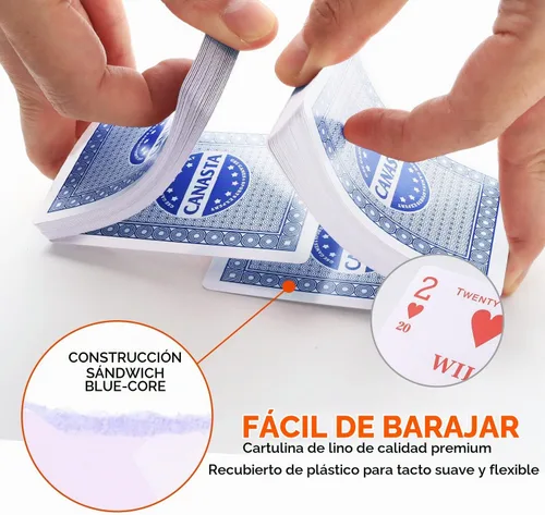 Vista 2 de GSE Juego de cartas Canasta azul de 2 barajas con bandeja giratoria Tarjetas y bandeja azules