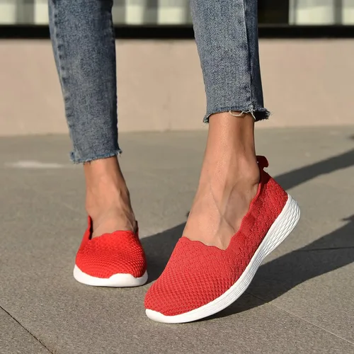 Vista 4 de poemlady Women's Slip on Loafer Shoes - Mesh Casual Ballet Flat Nurse Walking Sneakers Knit Round Toe Casual Memory Foam Shoes 190501