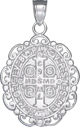 Vista 2 de eJewelryPlus - Collar con colgante de medalla de San Benito de plata de ley con cadena