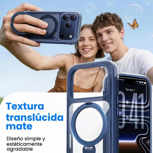 Vista 8 de Funda con anillo de 360° para iPhone 17 Pro, bolsa de aire a prueba de golpes, N52 fuerte magnético integrado, 1 protector de pantalla + 1 funda