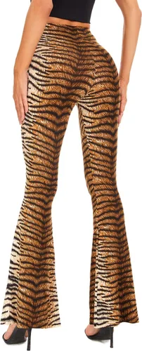 Vista 4 de Pantalones acampanados de pierna ancha con estampado de leopardo y serpiente para mujer