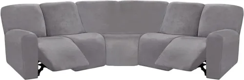 Vista 14 de ULTICOR Fundas de sofá reclinable seccional en forma de L de 7 piezas, fundas de terciopelo elásticas para sofá reclinable en forma de L, gruesas