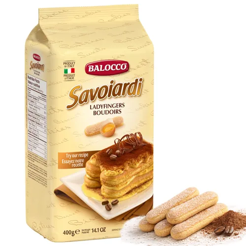Vista 8 de Bizcochos de soletilla Savoiardi Balocco, 17.6 oz Galletas italianas para tiramisú y postres, hechas con huevos frescos, sin OMG, producto