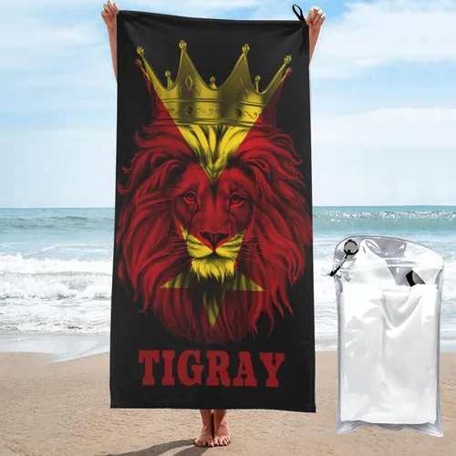 Vista 8 de Toalla de playa de microfibra, toallas de baño grandes de tamaño King Lion con bandera irlandesa para mujeres y hombres, toallas de baño de secado