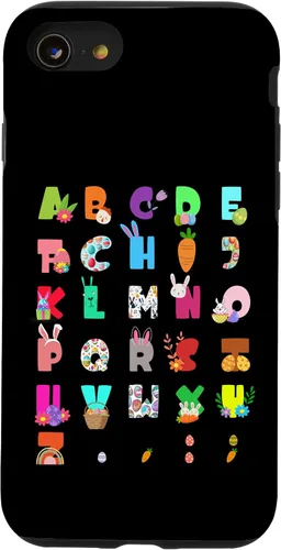 Vista 18 de Cute Alphabet Funny Easter Day ABC Letters Egg Rabbit Case for iPhone 17