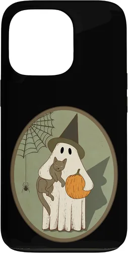Vista 10 de iPhone 16 Vintage Ghost with Cat Halloween Graphic Case