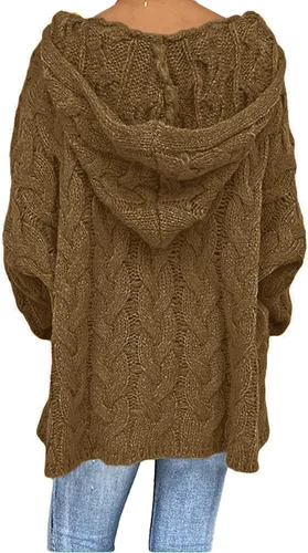 Vista 3 de Women Fashion Loose Large Size Solid Color Hood Long Sleeves Sweater Tops Women Pullover Sweaters for Fall and Winter