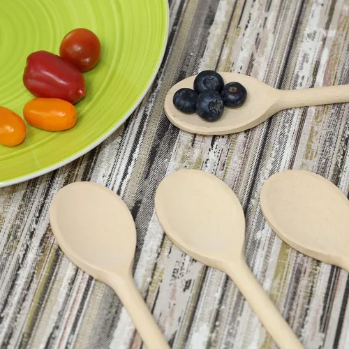 Vista 8 de 12 cucharas de madera de 12 pulgadas de largo, mango largo de madera para mezclar, cucharas ovaladas para hornear, cocinar, degustar, agitar
