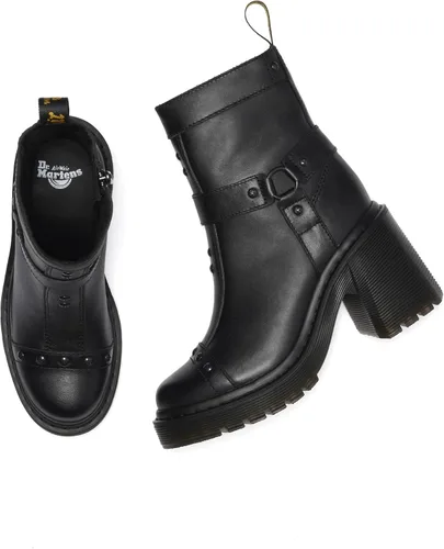 Vista 8 de Dr. Martens Botas Chelsea de cuero con tacón acampanado y arnés Spence para mujer