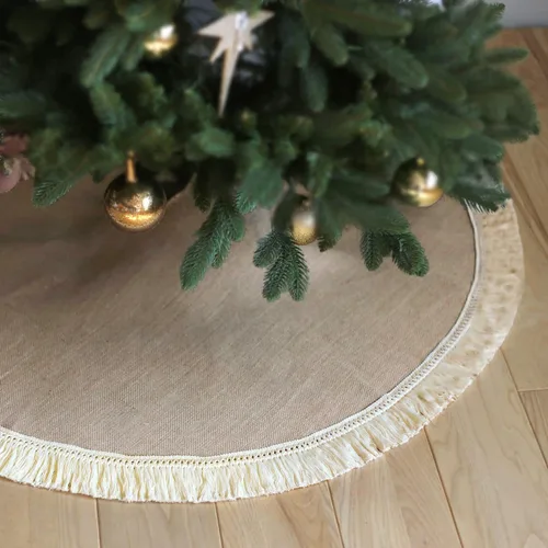 Vista 14 de ORTIGIA Falda de Árbol de Navidad de Camión de 48 Pulgadas Cuadros Búfalo Rojo Negro Falda de Árbol de Navidad Cuello Borde con Volantes para Granja
