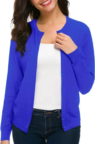 Vista 3 de Urban CoCo Suéter de punto de manga larga con cuello redondo y botones para mujer