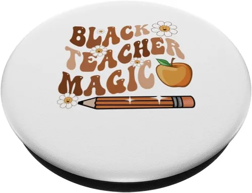Vista 2 de Goovy Black Teacher Magic Afro Love Melanin African American PopSockets Adhesive PopGrip