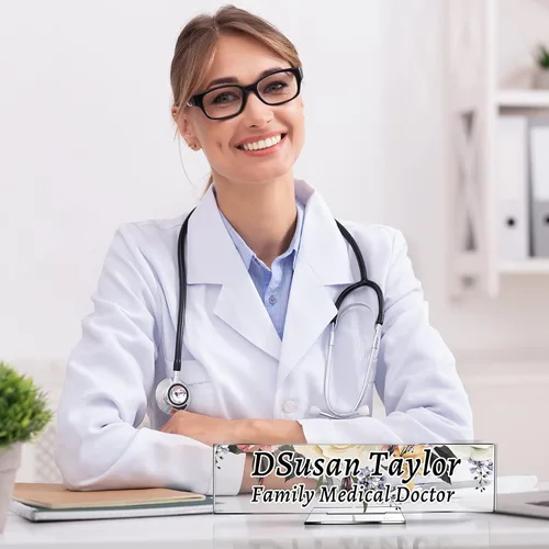 Vista 7 de Yookeer Paquete de 12 placas acrílicas personalizadas con nombre de escritorio, panel transparente, hoja acrílica rectangular en blanco