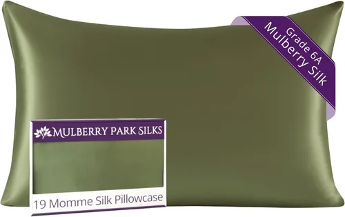 Vista 24 de Mulberry Park Funda de almohada 100% seda, 19 momme, seda de morera grado 6A, cierre de sobre profundo, color negro/estándar (20 x 26 pulgadas)