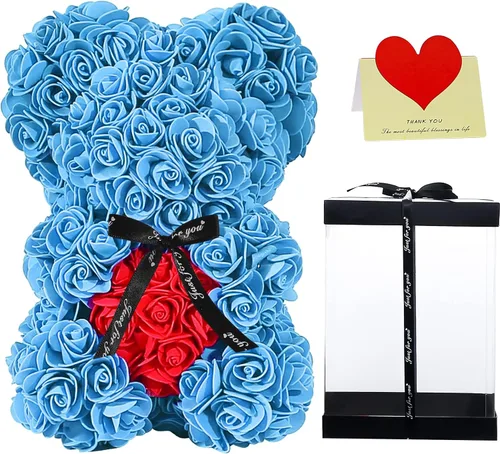 Vista 6 de Double Couple Regalo para mamá y mujer, bonito oso de rosas, adorable oso artificial, el mejor regalo para el día de San Valentín, día de la madre