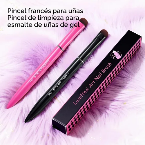 Vista 8 de Brocha de punta francesa - Kolinsky Sable Nail Art para Polygel & Clean Up Rosa