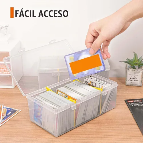 Vista 4 de tutata Caja de almacenamiento de tarjetas coleccionables de plástico de 400 unidades con divisores, caja de almacenamiento de tarjetas de béisbol