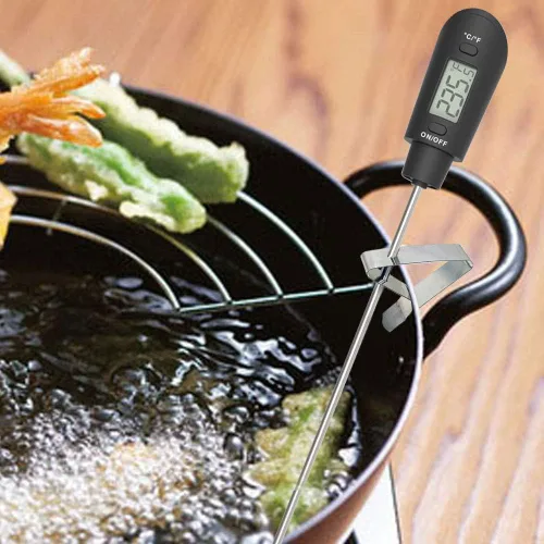 Vista 3 de Efeng Espátula de termómetro de caramelo, termómetro digital de cocina con clip para olla, espátula de silicona con termómetro para carne, lectura