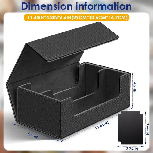 Vista 2 de Homthy Caja de almacenamiento de cubierta de 1200+ cartas para cartas de intercambio, caja de almacenamiento de cartas de cuero Commander