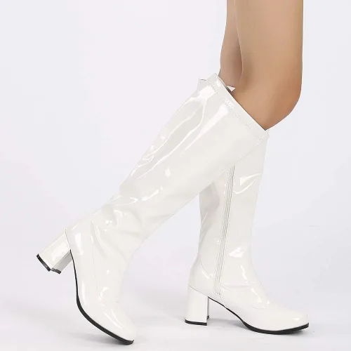 Vista 7 de LIURUIJIA Botas Go Go para mujer sobre la rodilla, talón con cremallera, XZ-YX-01-XK
