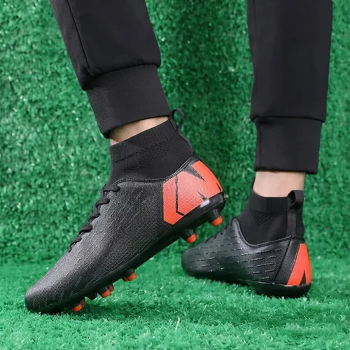 Vista 7 de WILTENA Botas de fútbol clásicas unisex para mujer, de alta calidad, ligeras, para hombre Negro