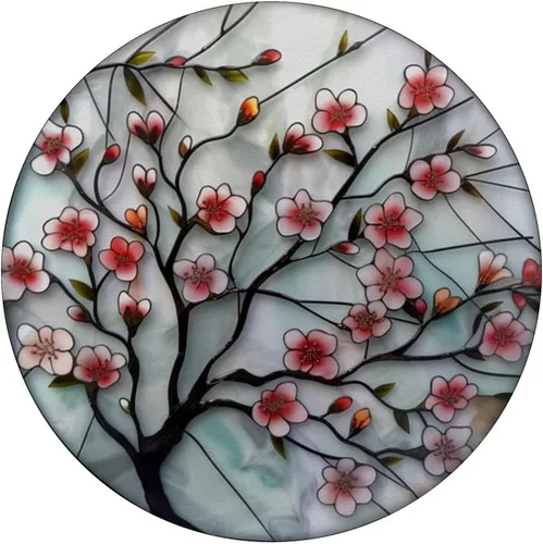 Vista 3 de vidrieras de color agua flores de cerezo PopSockets intercambiables PopGrip
