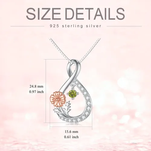 Vista 5 de TOUPOP Collares de flores de nacimiento de plata de ley 925 delicados collares con dije floral infinito para el mes de nacimiento de flores regalos
