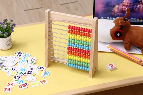 Vista 8 de Ábaco de madera para niños, marco de conteo Montessori de 100 cuentas para matemáticas