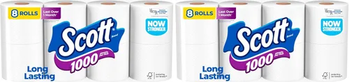 Vista 9 de Scott 1000 papel higiénico, 8 rollos, apto para tanque séptico, papel higiénico de 1 capa