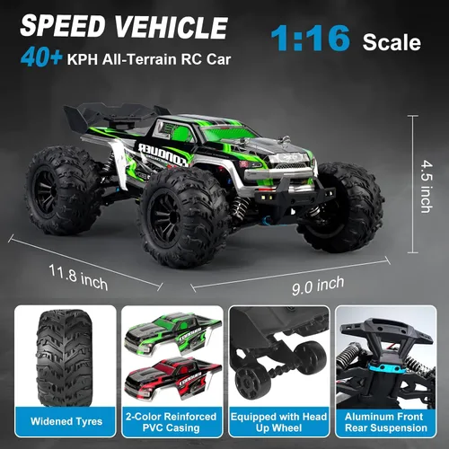 Vista 2 de Coche RC 4WD de alta velocidad a escala 1:16, camión de control remoto todoterreno de 25 MPH para adultos y adolescentes, vehículo eléctrico todo