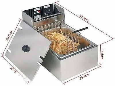 Vista 2 de 6L Freidora eléctrica Comercial Mesa Restaurante Frying Basket Scoop 2500W