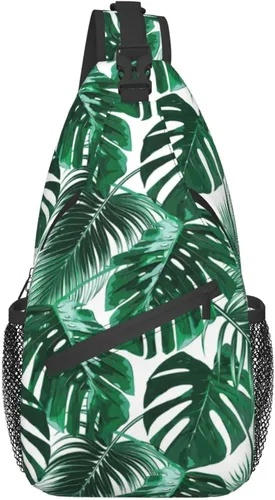 Vista 2 de Mochila cruzada multiusos para mujer mochila de pecho al aire libre ciclismo senderismo viajes Hojas Moda