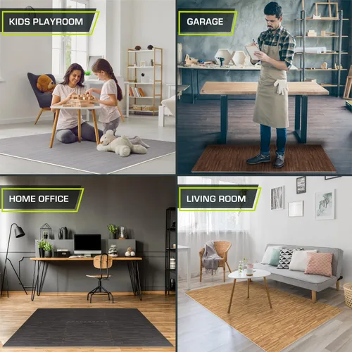 Vista 6 de ProsourceFit Tapete de rompecabezas de grano de madera de 1/2 pulgada, 6 baldosas de espuma EVA entrelazadas (24 pies cuadrados) para suelo