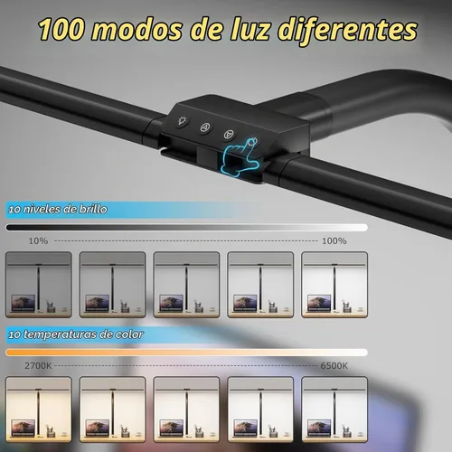 Vista 2 de Lámpara de escritorio, Lámparas de escritorio LED para oficina en casa, Lámpara de arquitecto para cuidado de los ojos para escritorio