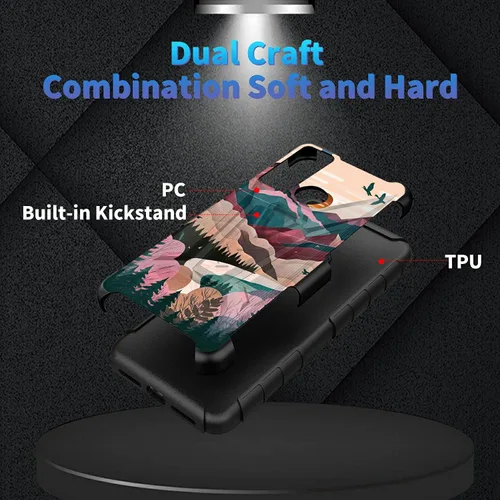 Vista 121 de Funda para AT&T Maestro Max 2021/Cricket Ovation 2 con protector de pantalla de vidrio templado, funda resistente con función atril integrada
