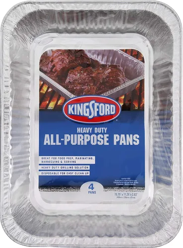 Vista 10 de Kingsford Sartenes de aluminio extra resistentes para asar a la parrilla, sartenes desechables de papel de aluminio ideales para cocinar, hornear