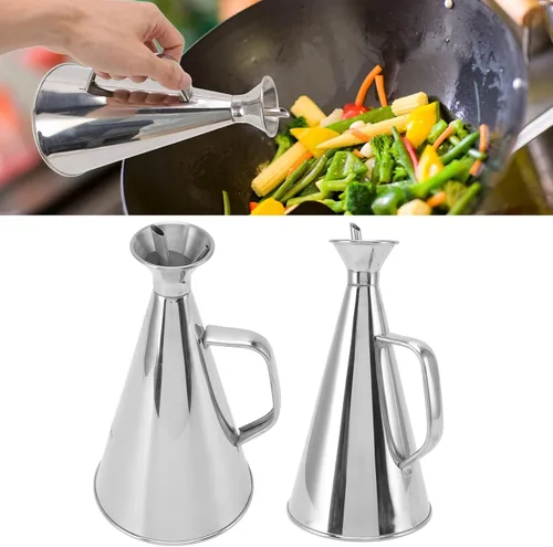 Vista 5 de TITA-DONG Botella dispensadora de aceite de acero inoxidable 304, olla de aceite de oliva con tapa y mango ergonómico, olla de aceite de cocina a