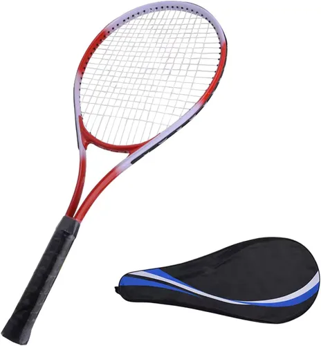 Vista 5 de Raqueta de tenis de 27 pulgadas, profesional, ligera, duradera, con mango ergonómico, para principiantes, adultos, estudiantes, mujeres, hombres