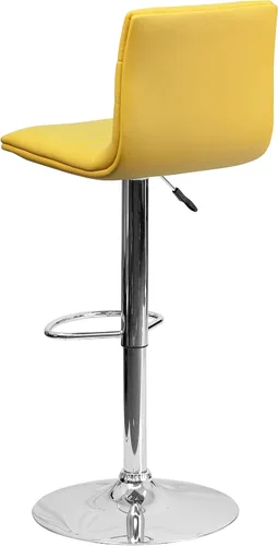 Vista 22 de Flash Funiture silla de bar ajustable con base cromada, Vinilo, Gris