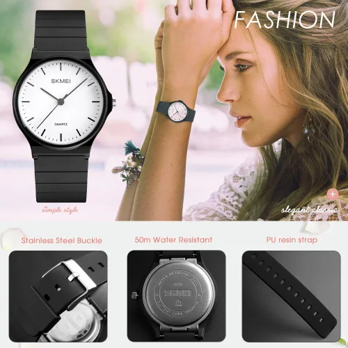 Vista 6 de SKMEI Reloj de pulsera impermeable para mujer, reloj de pulsera para dama, reloj de cuarzo analógico casual para mujer